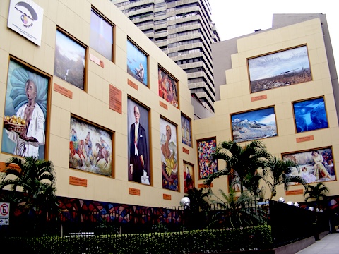 Art works on the side of a building