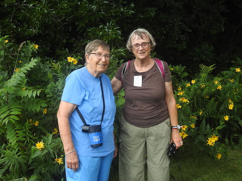 Looking a little damp, Maija and Gail smile for the camera