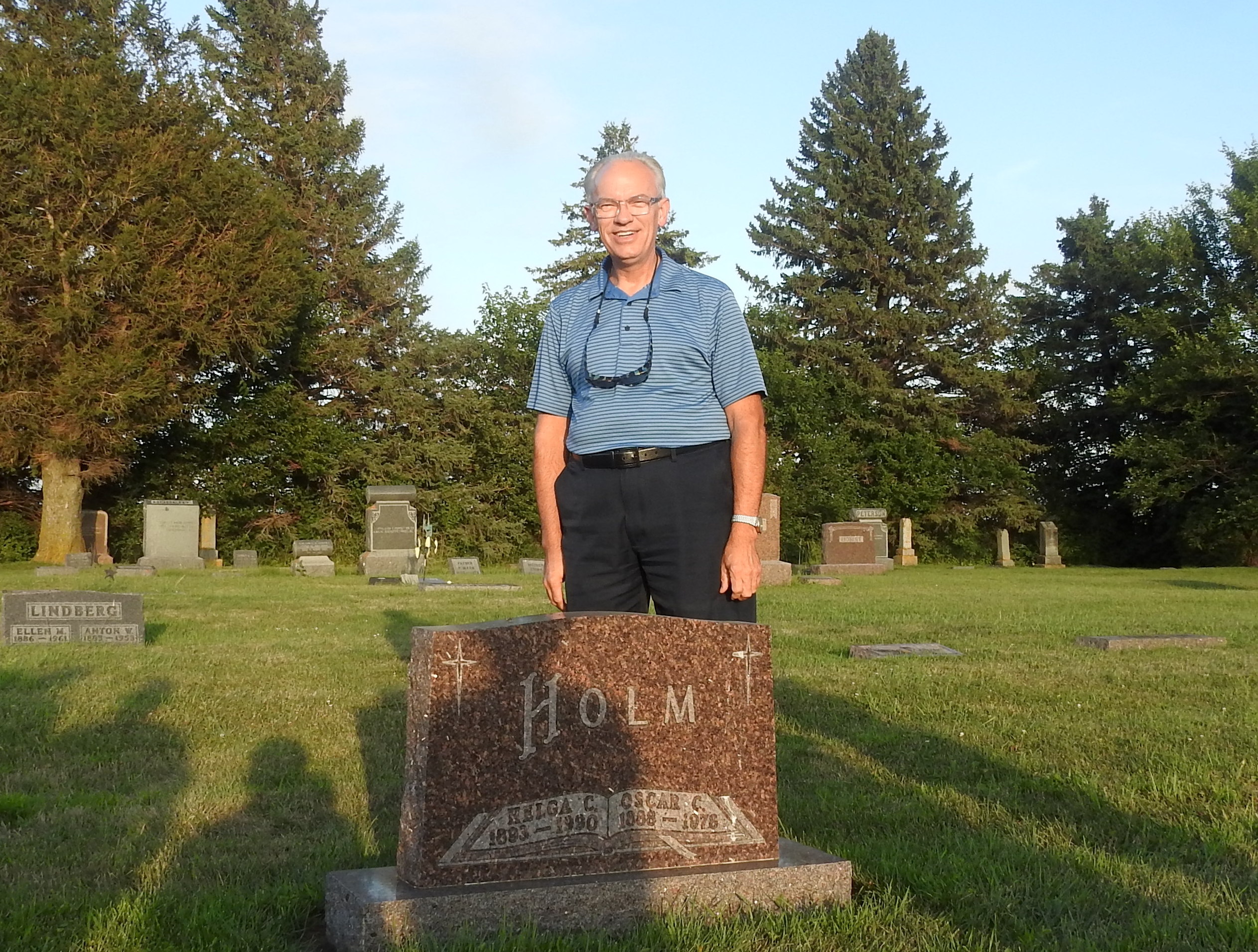 Mark standing at the Holm stone