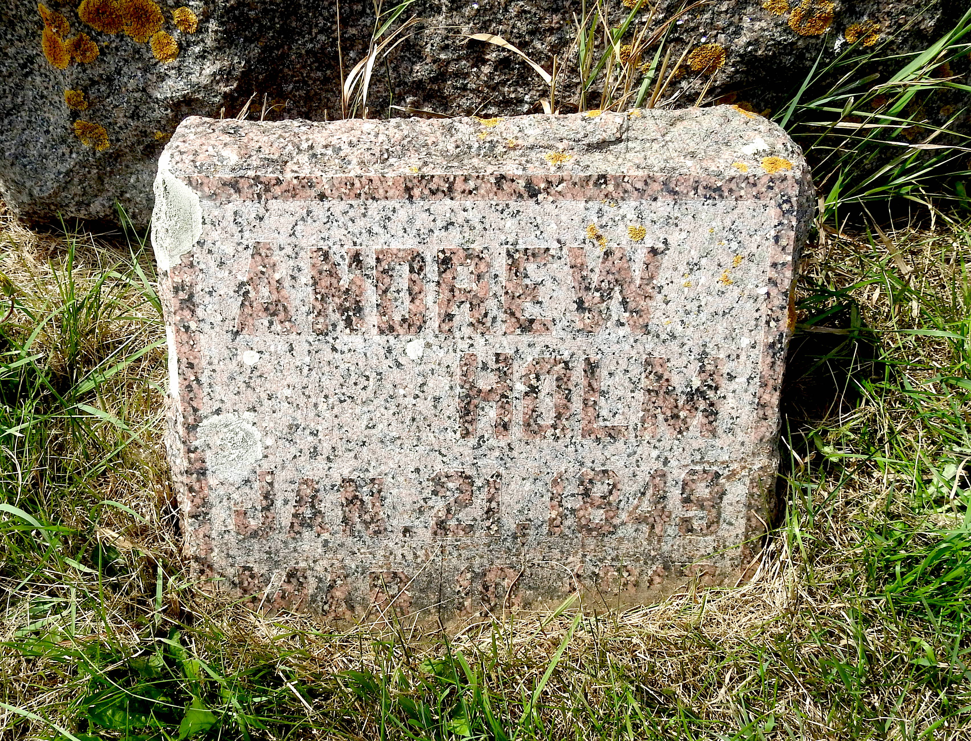 Stone reading Andrew Holm Jan. 21, 1849