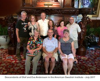 In front of the mahogany fireplace in the Turnblad Mansion of the American Swedish Institute in Minneapolis