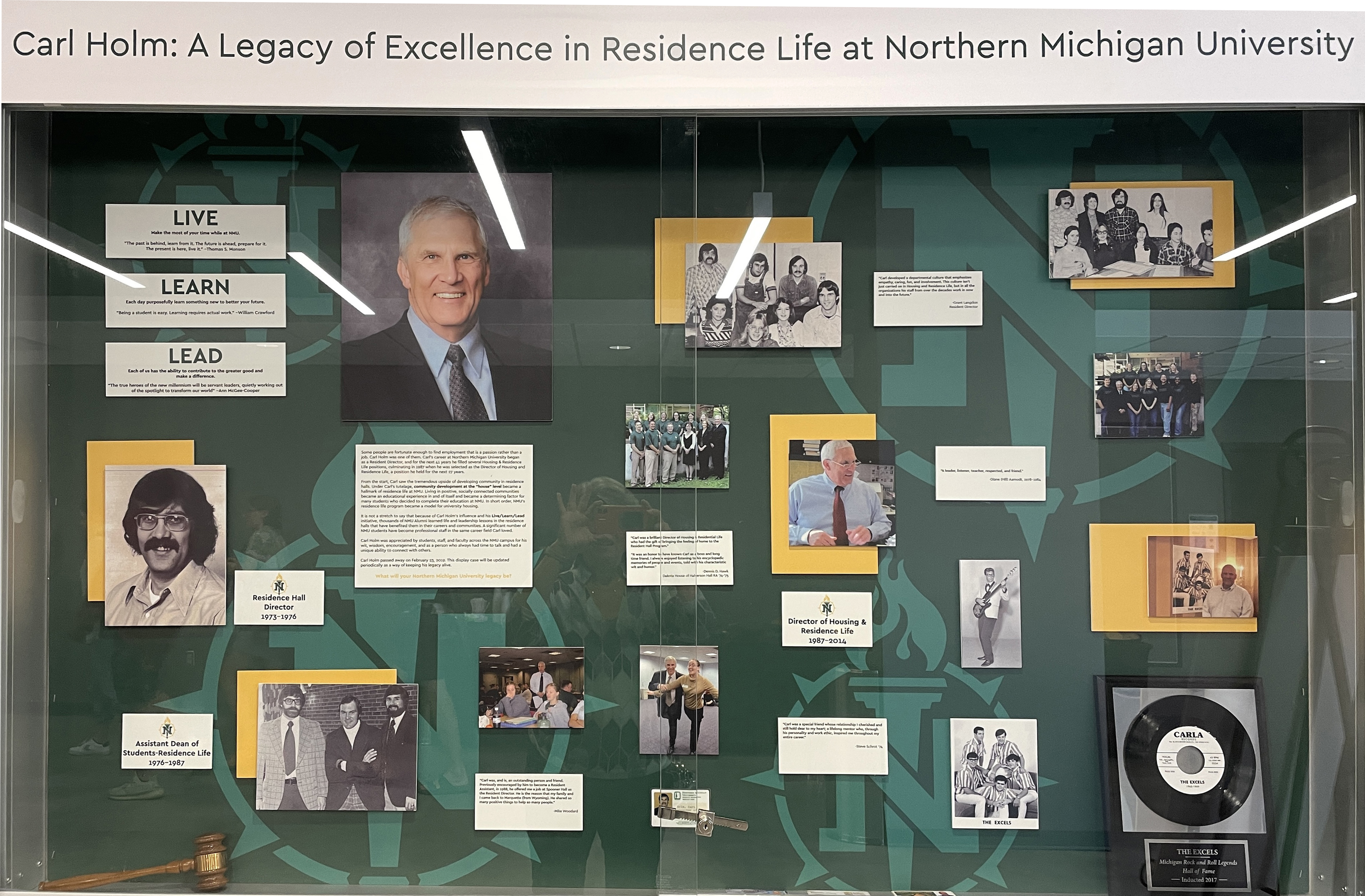 Display at Northern Michigan in memory of Carl D. Holm 