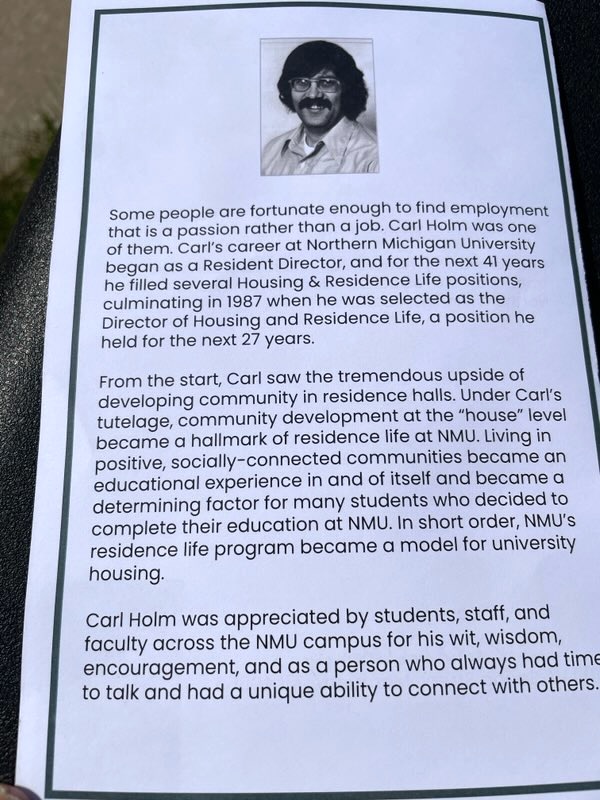 Story about Carl’s impact at the university 