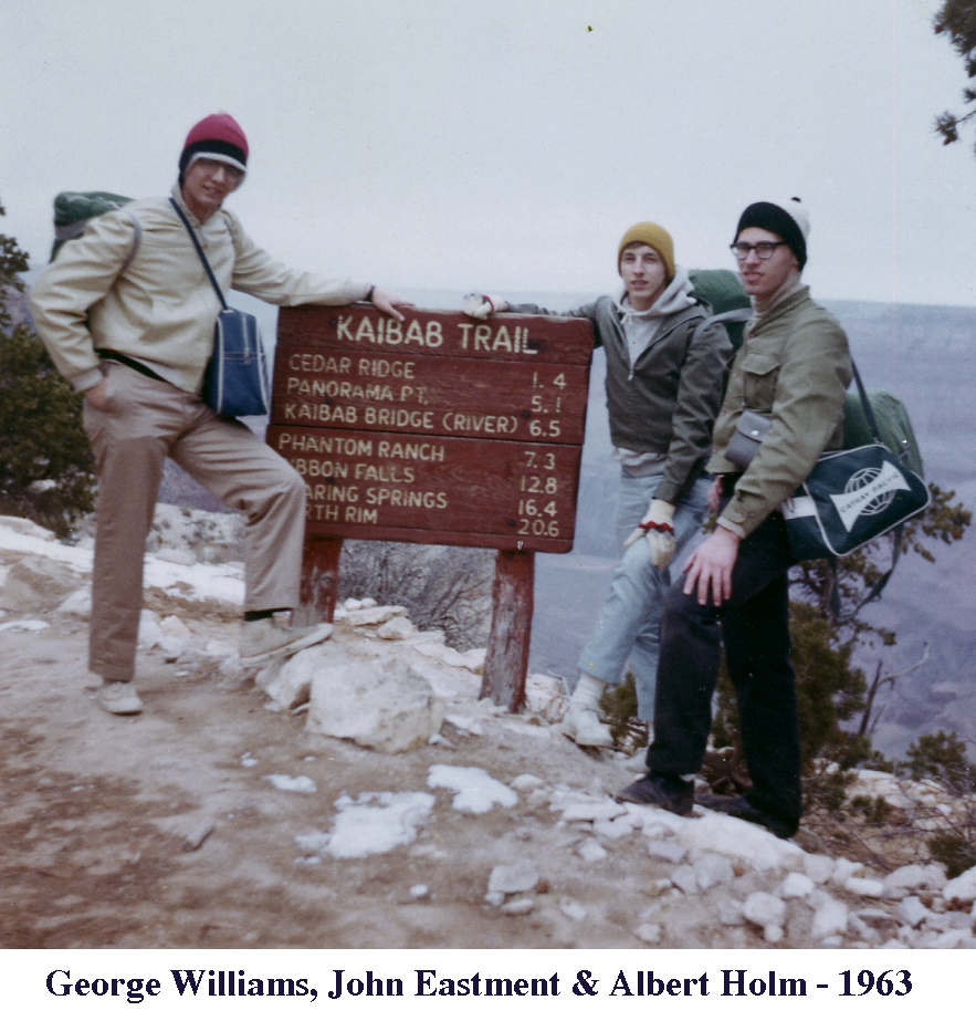 Albert Holm and other Caltech students at the head of the Kaibab Trail at the Grand Canyon