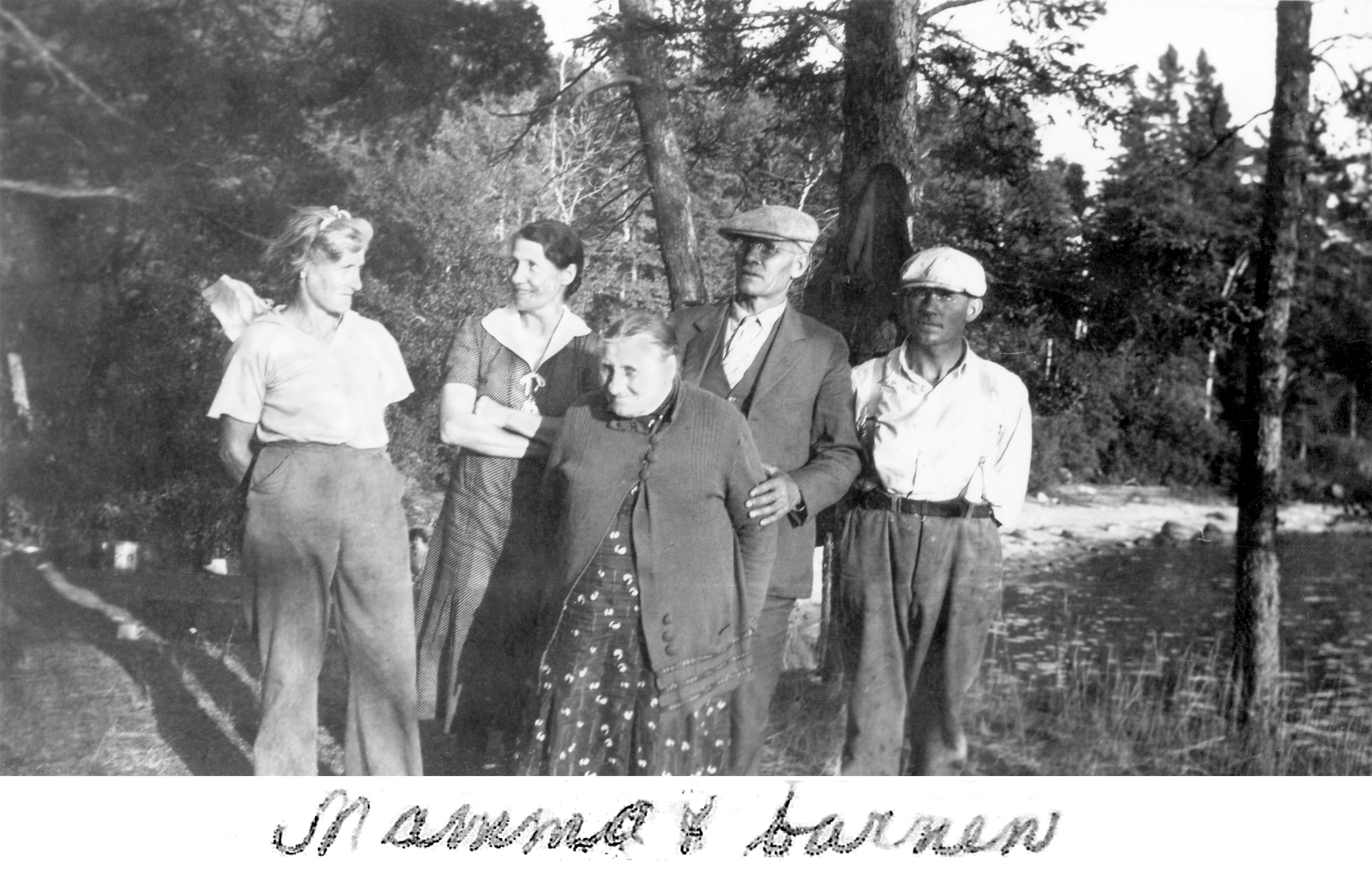 Adela Olafsson and four of her children in Kenora