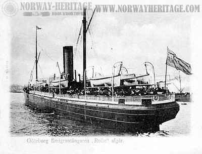 An image of the Rollo that was posted on the Norway Heritage website. It has a mast and a single funnel.