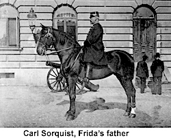 Carl Sorquist, Frida's father, in uniform and sitting on a horse.