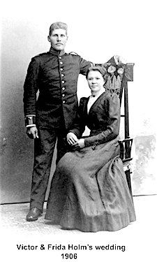 Victor Holm and Frida Sorquist on their wedding day - 1906