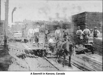 Men at a sawmill in Kenora