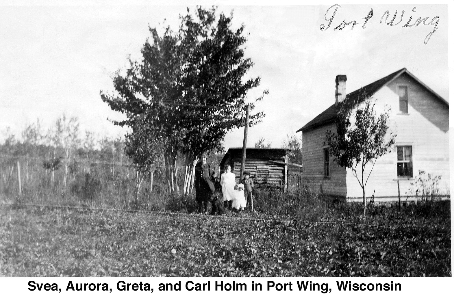 The Holm children at the Port Wing farm