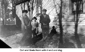 Carl Holm with Greta, a friend, and the black dog