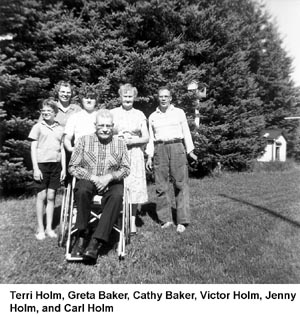 Victor Holm with wife Jenny, daughter Greta, son Carl, and granddaughters Terri and Cathy