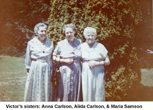 Victor Holm's sisters: Anna Carlson, Alida Carlson, and Maria Samson