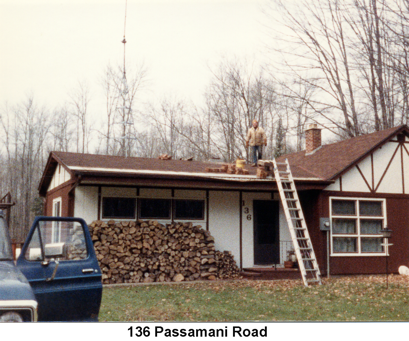 repairing the fireplace chimney at 136 Passamani Road