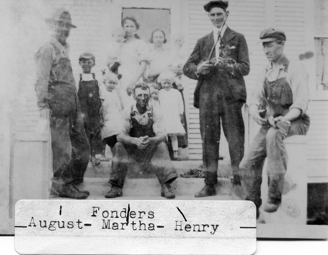August, Martha, and Henry Fonder with children and musicians