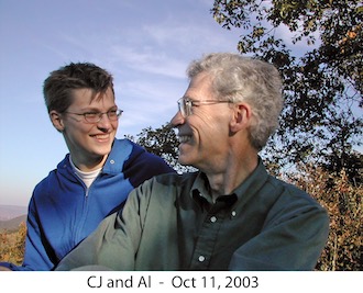 CJ and Al looking at each other on a sunny, late autumn afternoon