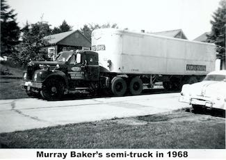 The Du Pont semi truck is parked on Wilson Avenue and photographed from his home.