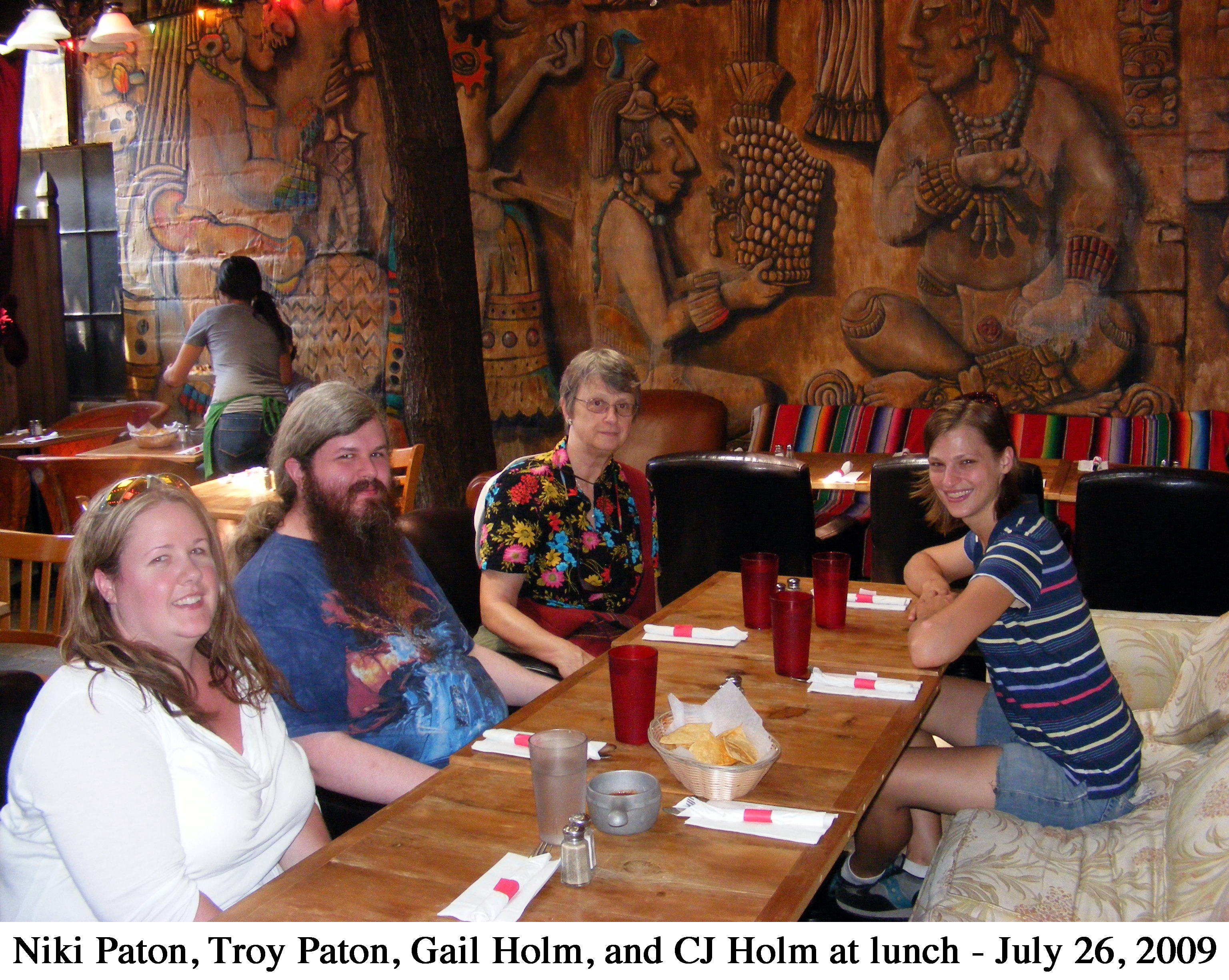 Niki Paton, Troy Paton, Gail Holm, and CJ Holm at lunch at Rachel’s Taqueria
