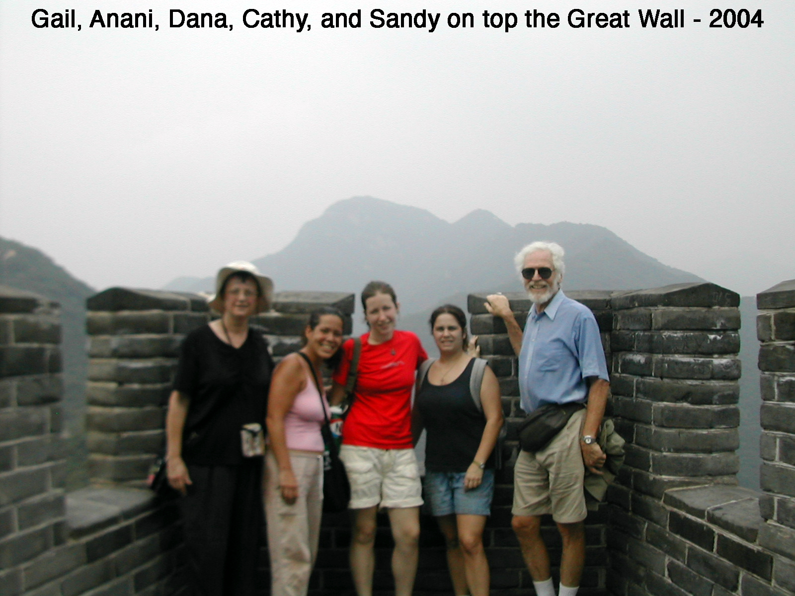 Gail Paton with her fellow teachers, Anani, Dana, Cathy, & Sandy on China's Great Wall