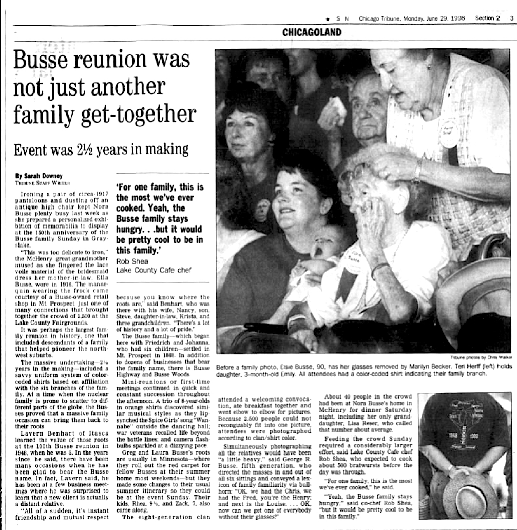 Chicago Tribune article about the Busse reunion 
