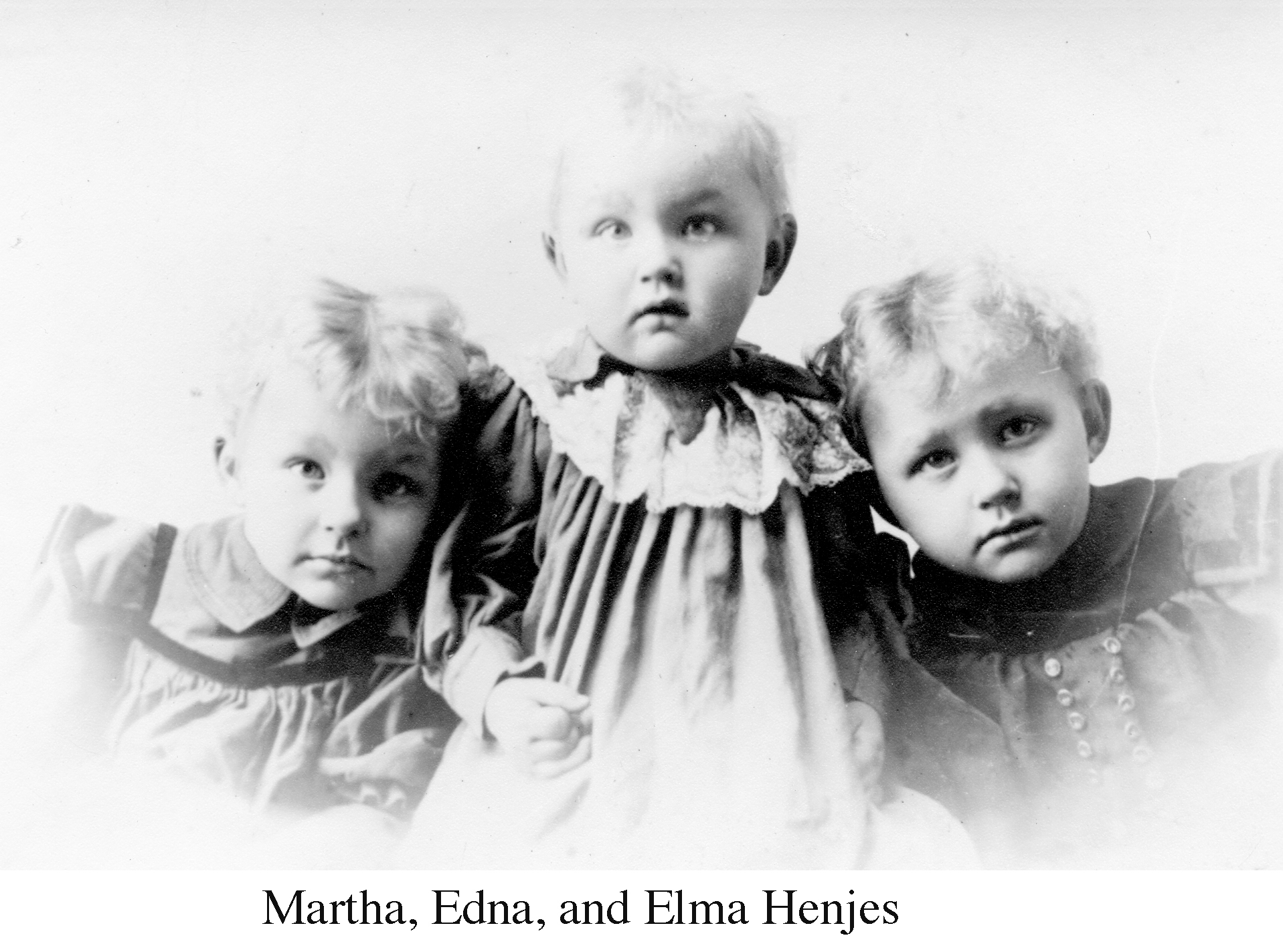 A studio photo of Martha, Edna, and Elma Henjes