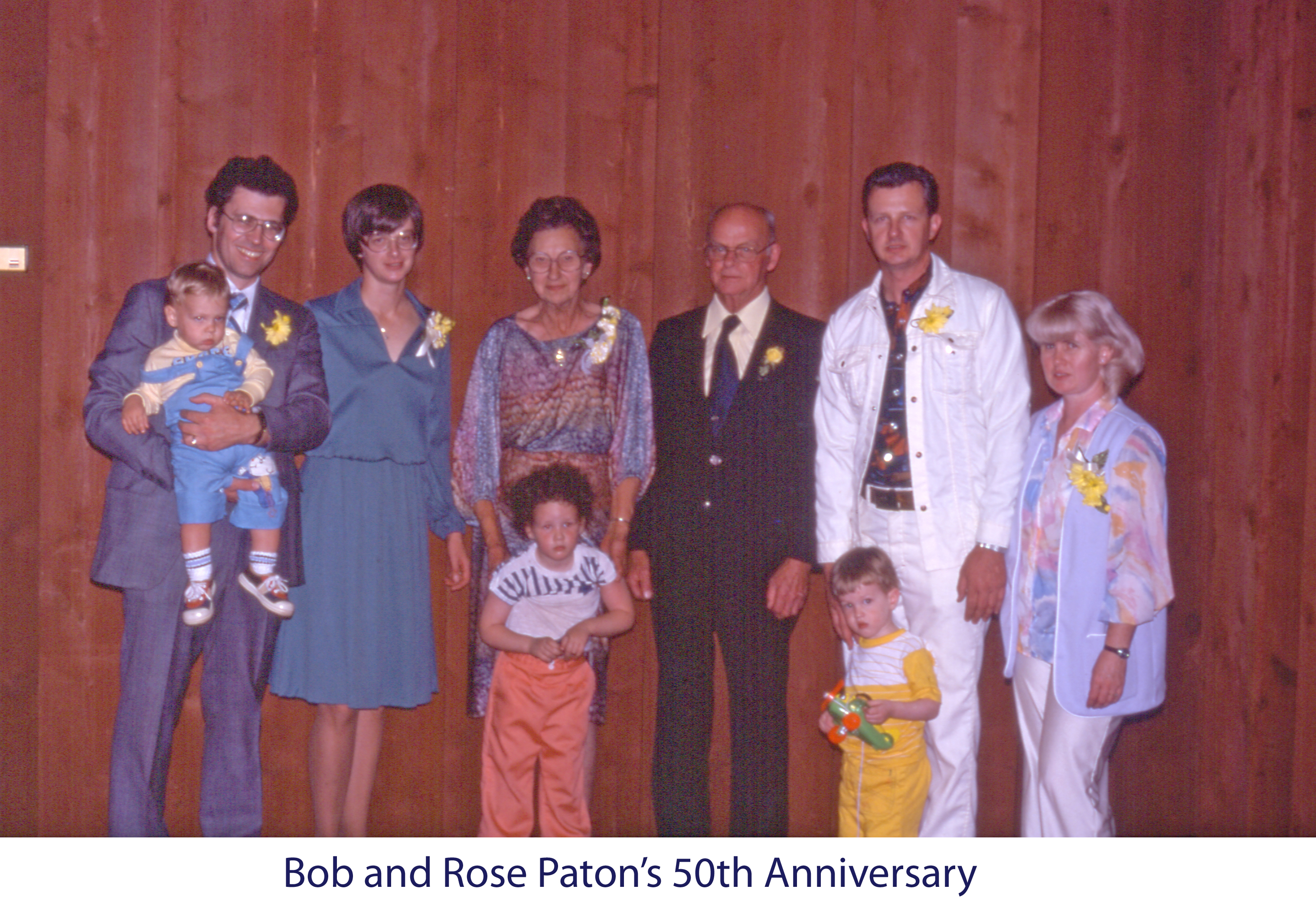 Bob and Rose Paton with their children and grandchildren