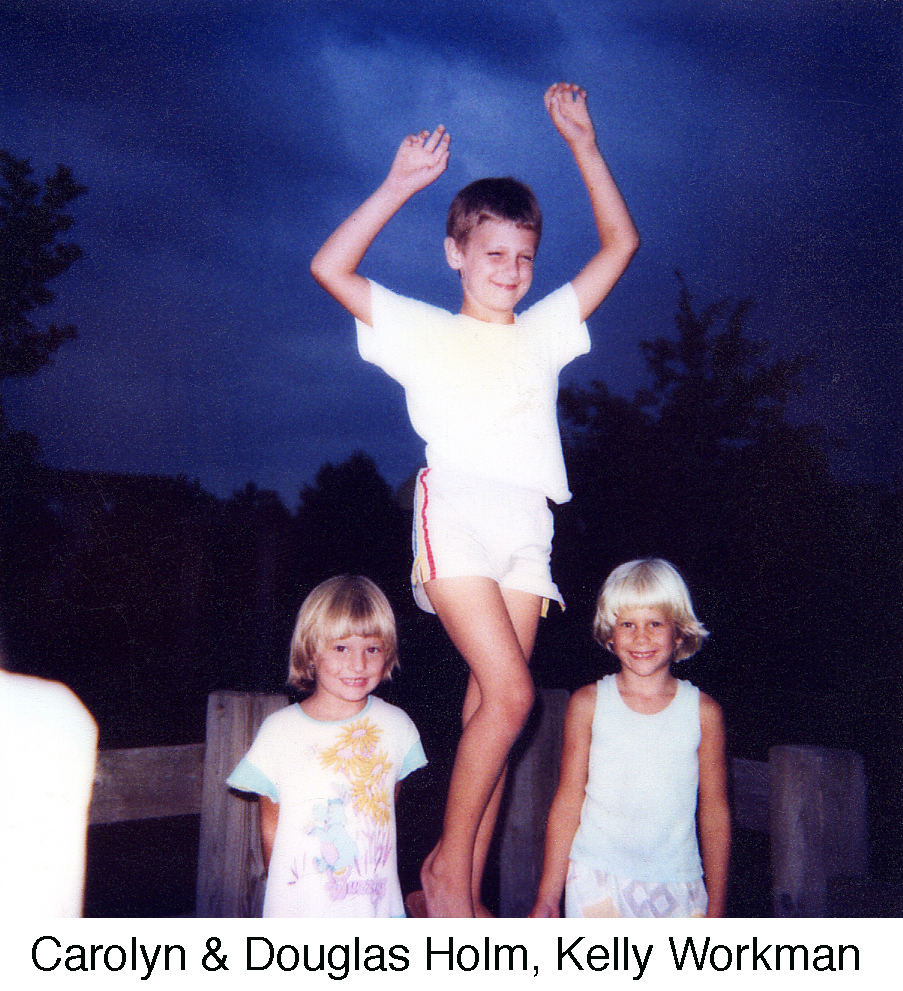 CJ and Doug Holm with Kelly Workman in July 1986