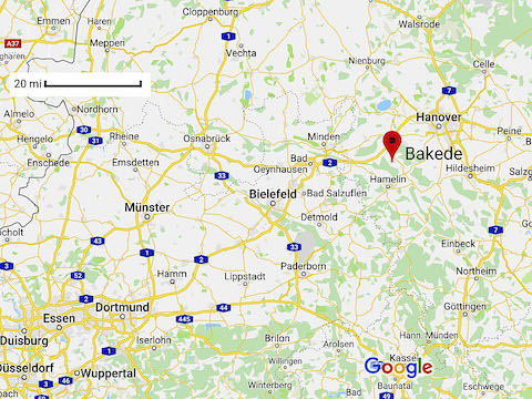 The map of the location of Bakede