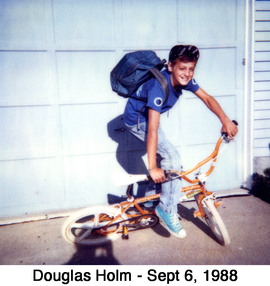 Doug on his bike on his first day of 5th grade 