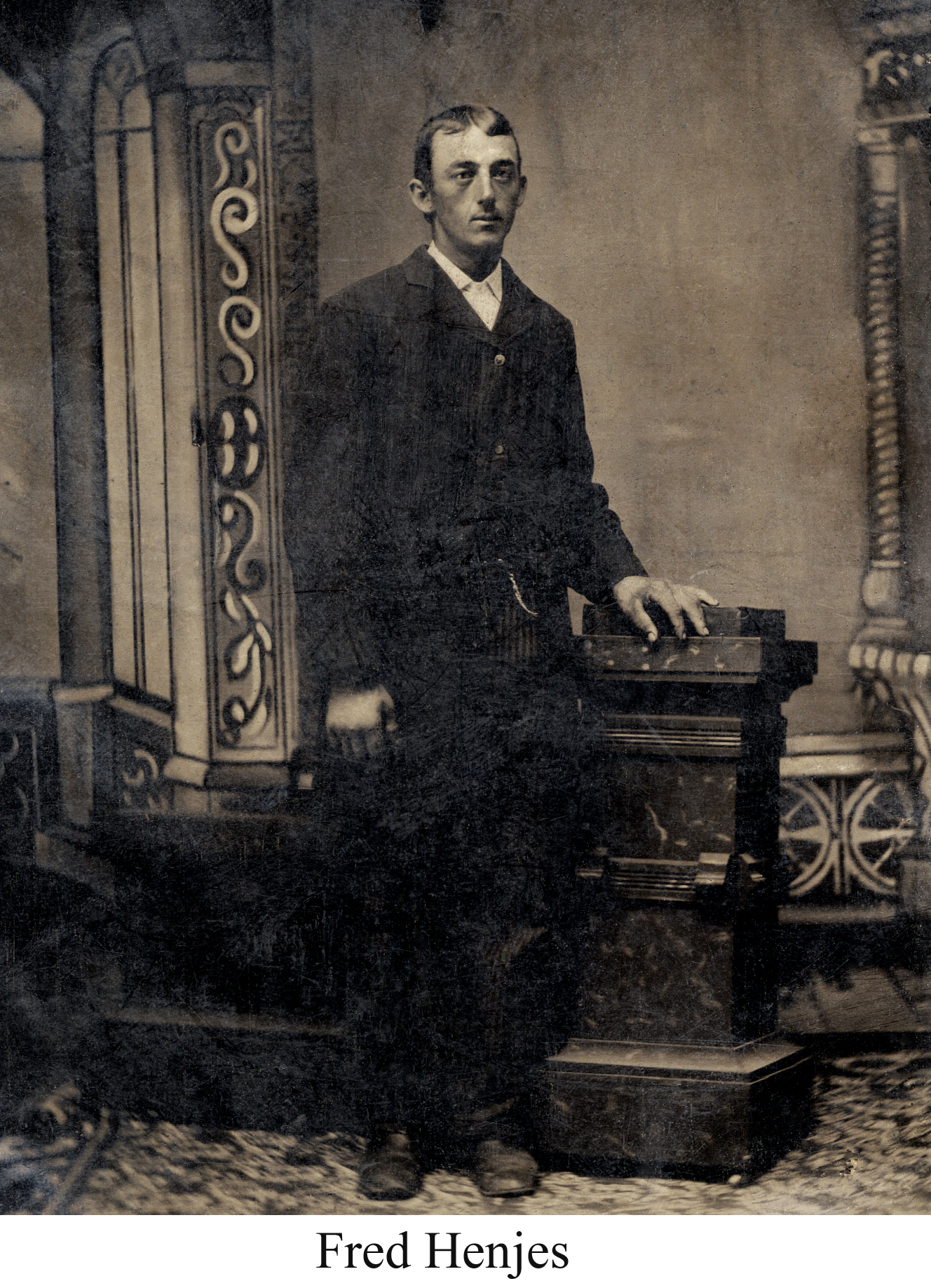 a very young Fred Henjes in a tintype studio photo