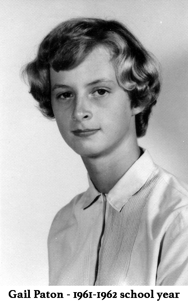 Gail Paton in her school photo  in 1961