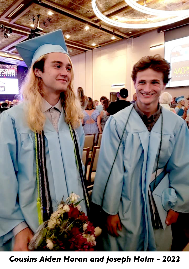 After the ceremony, cousin Aiden Horan and Joseph Holm pose for Aiden’s mother