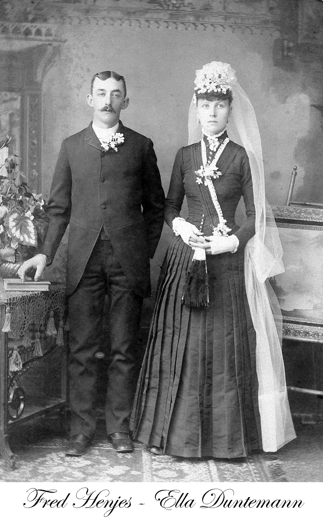 Fred Henjes and Ellen Duntemann wedding in 1890