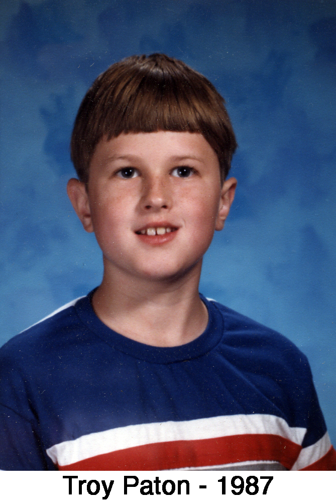 Troy Paton in his school photo in 1987
