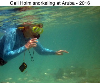 Gail Holm snorkeling off the beach in Aruba 