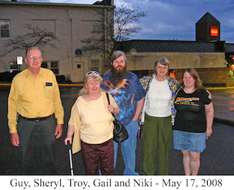 The Paton family with Gail Holm on the evening before Niki’s 
            graduation from River Hill State University