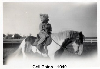 Gail Paton on a pony in 1949