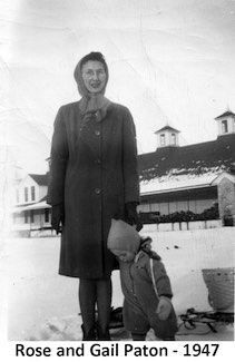 Rose Paton holding Gail’s hand and standing in the snow