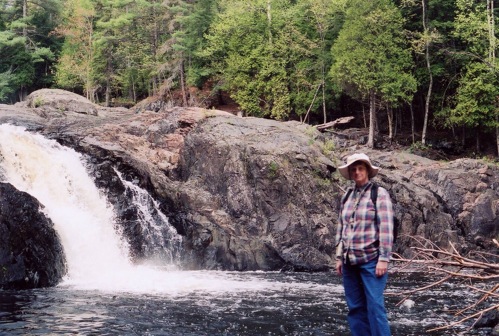 Gail in front of
one of the water falls on the Dead River in Marquette