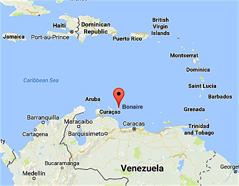 Map of Bonaire location from Google